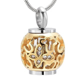Classic Gold Flower Bead "Always In My Heart" Pet Cremation Memorial Urn