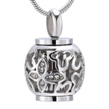 Classic Gold Flower Bead "Always In My Heart" Pet Cremation Memorial Urn