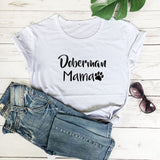 "Doberman Mama" Paw Printed 100% Cotton T-Shirt