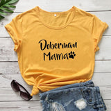 "Doberman Mama" Paw Printed 100% Cotton T-Shirt