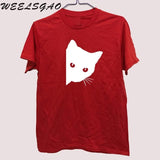 Peaking Cat Printed Cotton Tee Tops