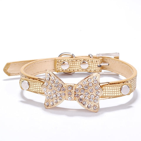 Rhinestone PU Leather Pet Cat-Dog Bling Collar