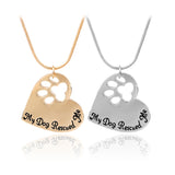"My Dog Rescued Me" Engraved Pet Paw Heart Shaped Pendant