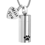 Pet Paw Print Cremation Cylinder Keepsake Necklace