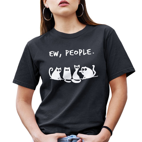 "Ew, People" Cute Style 100% Cotton Tee Tops